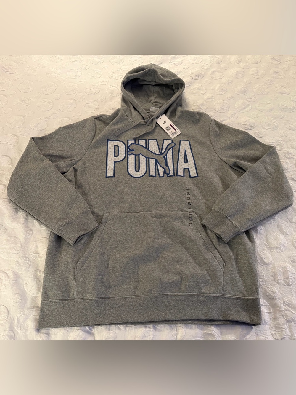 Puma Essentials Overlap Hoodie Gray Long Sleeve Pullover Logo NWT Men’s XXL
